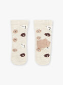 Beige teddy bear print socks GALAMY / 23H4BGH1SOQA010