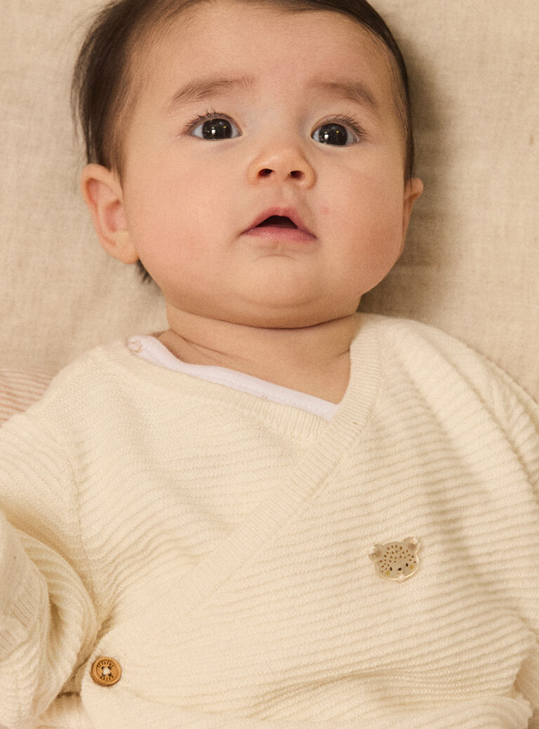 Off white KNITTED BABY CARDIGAN MOZES / 25E0NM11BTR001