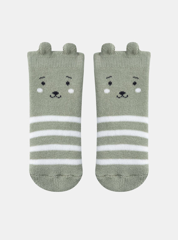 Clay green and white Terry bouclette socks KAALAN / 24E4BG35SOQG600