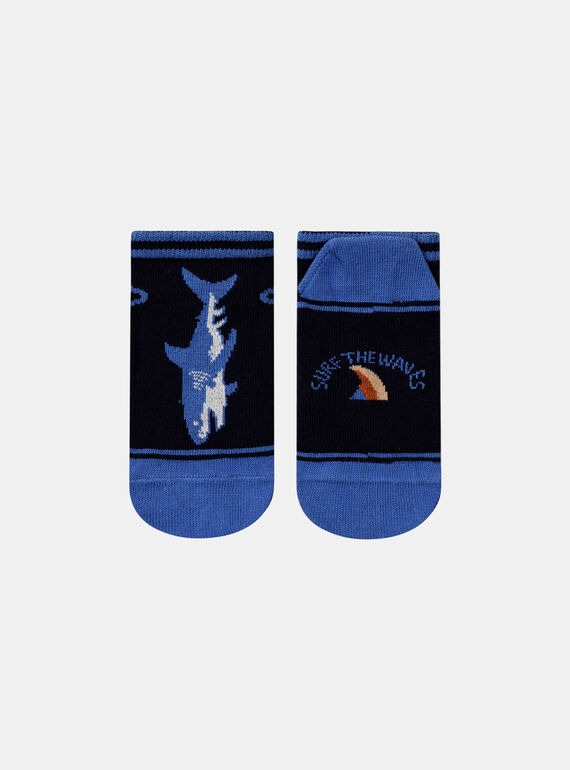 Blue socks with jacquard motif and jersey shark animation KLOCHAGE / 24E4PGS1SOQC234