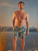Turquoise swim shorts with floral print KLUMAGEM / 24E3GHG1D3Y202