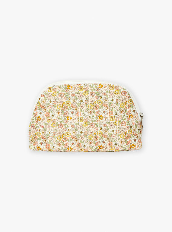 Ecru and pink floral-print poplin pouch LOLA / 24H0AF11ACD001