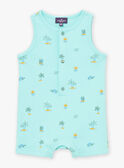 Turquoise sleeveless jumpsuit with stripe print KISERGIO / 24E1BGG1CBL203