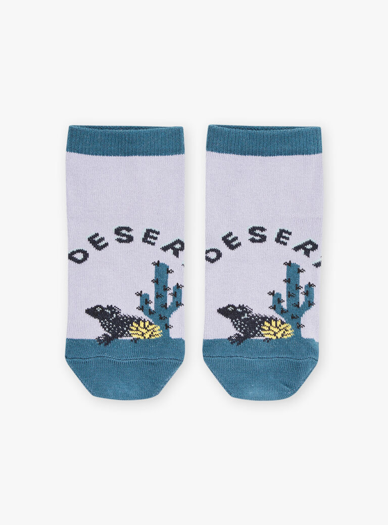 Low socks lilac and blue duck with desert jacquard pattern FLANAGE / 23E4PGO1SOBH700