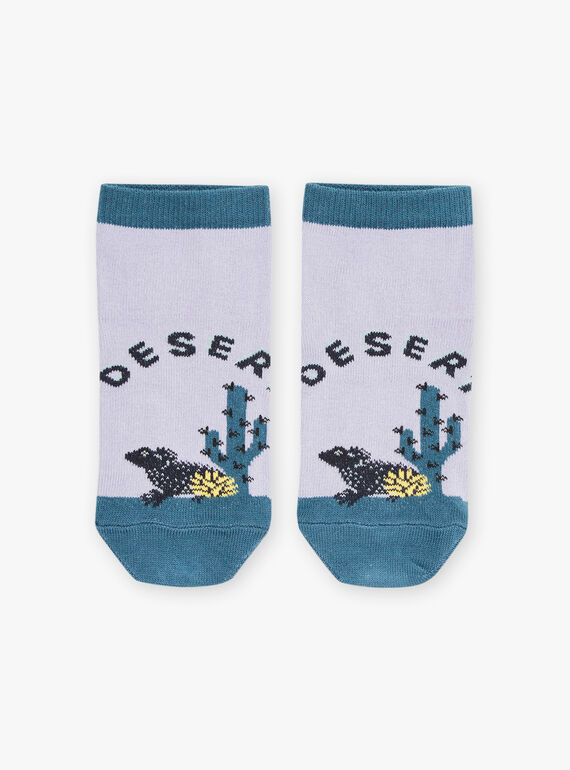 Low socks lilac and blue duck with desert jacquard pattern FLANAGE / 23E4PGO1SOBH700