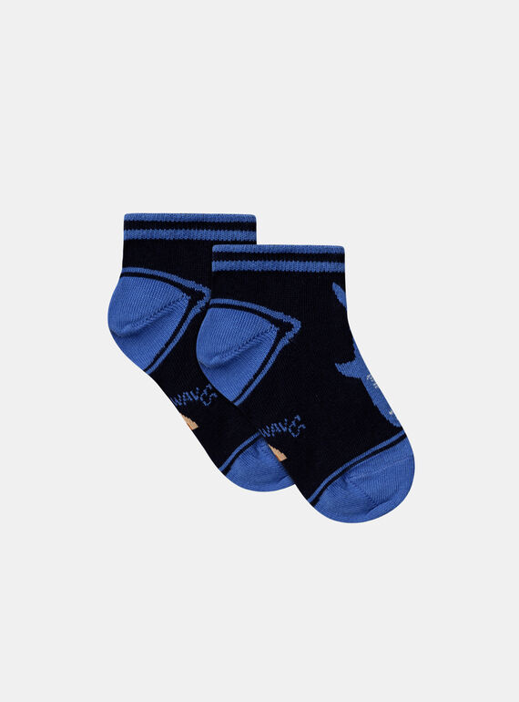 Blue socks with jacquard motif and jersey shark animation KLOCHAGE / 24E4PGS1SOQC234