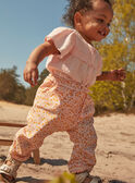 Ecru and orange poplin pants with leaves and fruits print FAULINE / 23E1BFP1PAN001