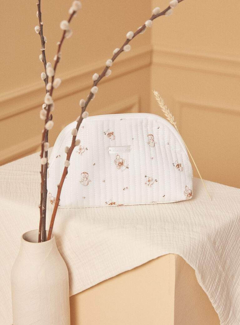 Ecru poplin pouch with forest animal print LOADEN / 24H0AM11ACD001