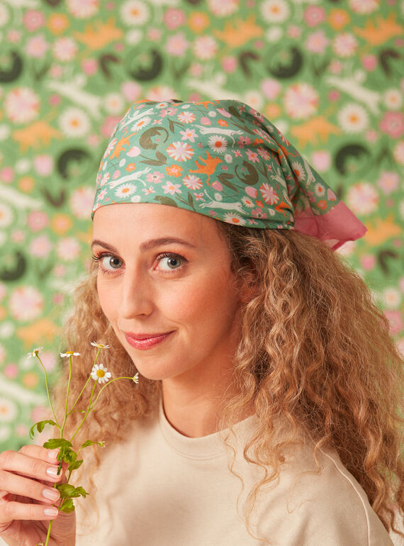 Cat and flower print Scarf KOIFOLETTE / 24E4PFP1ECHG606