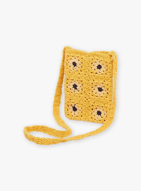 Mustard yellow crochet tote bag FLISACETTE / 23E4PFP1BESB106