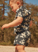 Slate black poplin shorts with leaves and turtles print FATHOMAS / 23E1BGP2SHOJ900