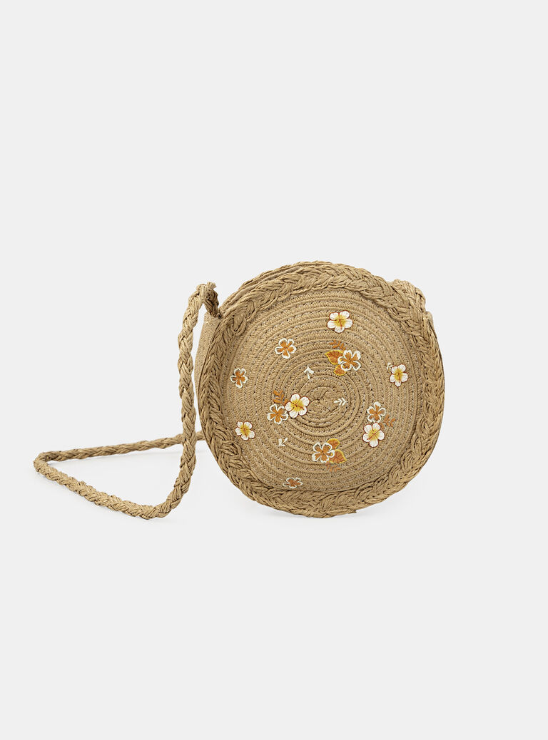 Straw shoulder bag with multicoloured flower print KLOSAKETTE / 24E4PFS1BESI812