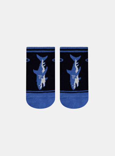 Blue socks with jacquard motif and jersey shark animation KLOCHAGE / 24E4PGS1SOQC234