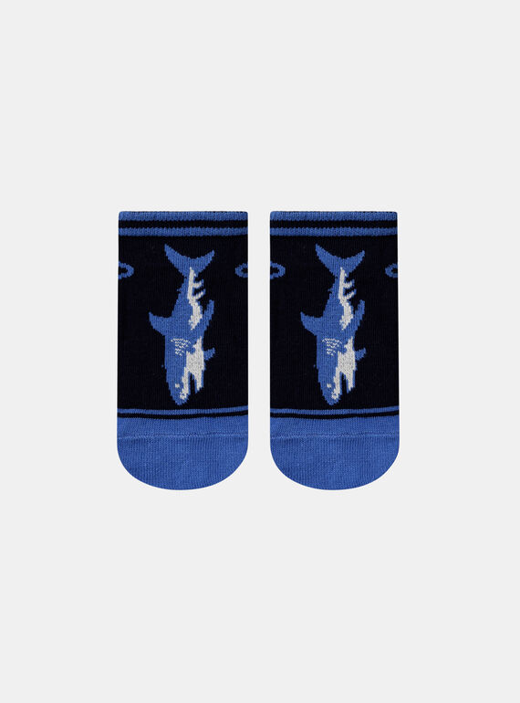 Blue socks with jacquard motif and jersey shark animation KLOCHAGE / 24E4PGS1SOQC234