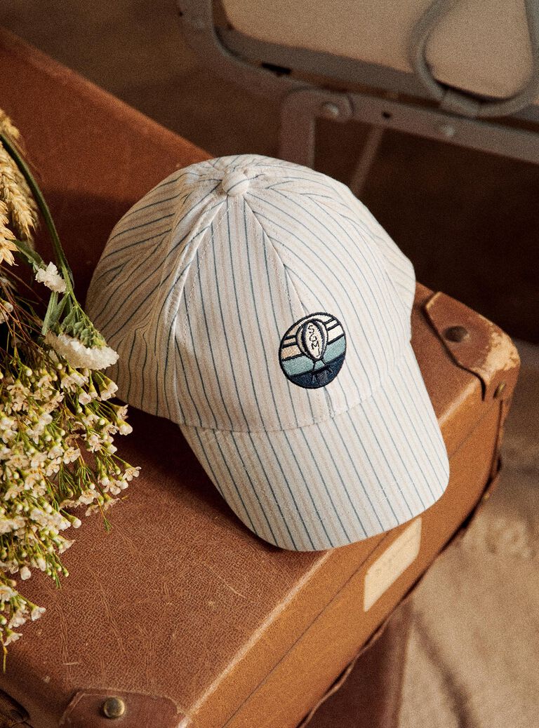 Beige and blue striped print cap FRECASAGE / 23E4PGI2CHA000