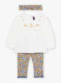 Off white blouse with leggings and floral headband 23E1BF81ENS001