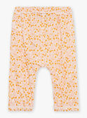 Ecru and orange poplin pants with leaves and fruits print FAULINE / 23E1BFP1PAN001