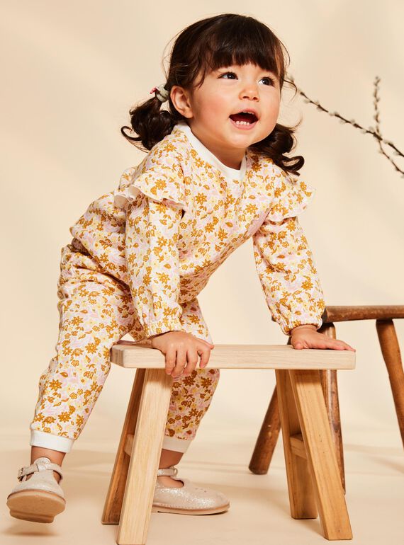 Off white jogging top with floral print FABABY / 23E1BF81JGH001