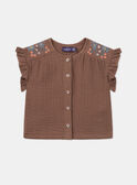 Chocolate brown flowing blouse with embroidery KAIMI / 24E1BFC1CHE815