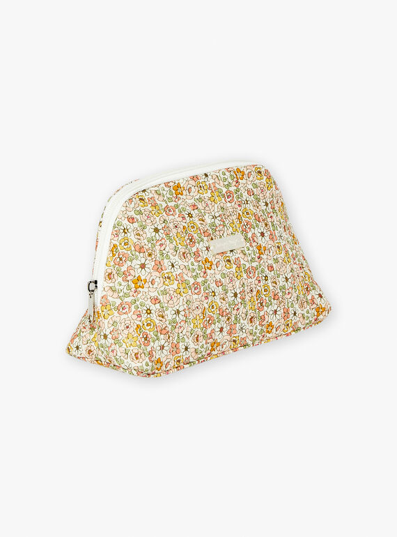 Ecru and pink floral-print poplin pouch LOLA / 24H0AF11ACD001