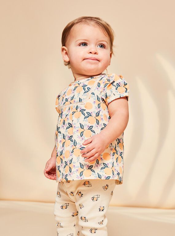 Vanilla satin blouse with fruit print FAPENNY / 23E1BFO1CHE114