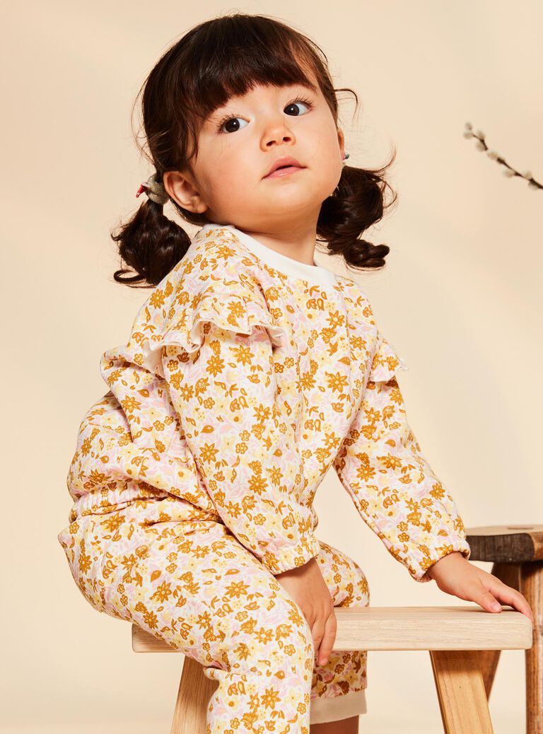 Off white jogging top with floral print FABABY / 23E1BF81JGH001