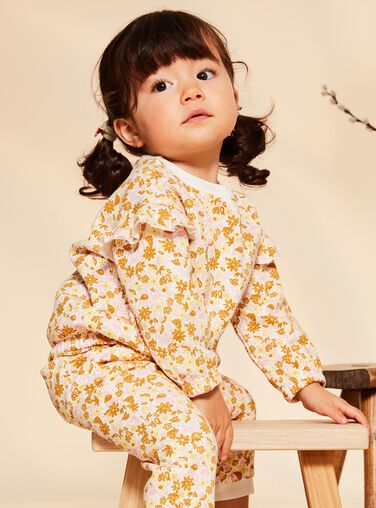 Off white jogging top with floral print FABABY / 23E1BF81JGH001