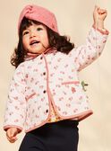 Pale pink quilted hooded coat with flower print. FIMARIE / 23E1BF51VESD319