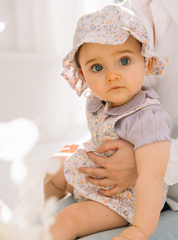 White poplin hat with flower print FODELA / 23E0AFT1CHA000