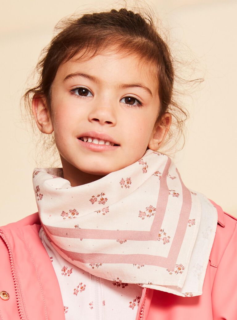 Pale pink floral cotton voile scarf FRAFOLETTE / 23E4PF51ECHD319