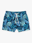 Navy blue and green leaf print swim shorts FISAM / 23E4BGM2MAI070