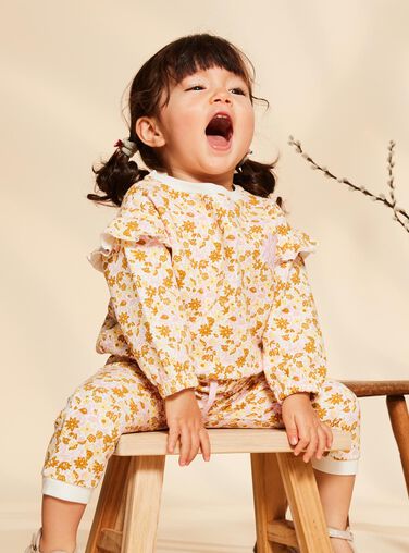 Off white jogging top with floral print FABABY / 23E1BF81JGH001