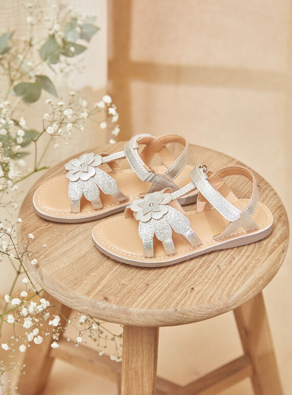 Open-toed silver-coloured sandals KUAGRETTE / 24N10PF61D0E956
