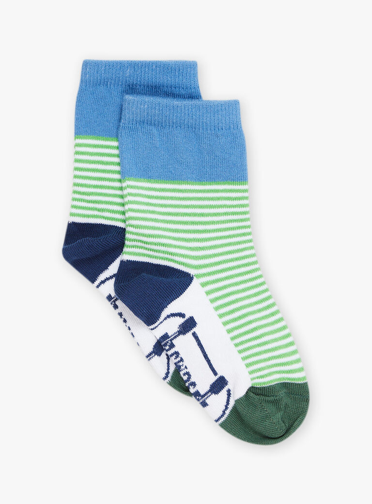 Green, blue and white colorblock socks FUSKATAGE / 23E4PGN1SOQC233