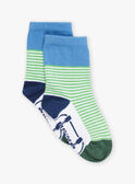 Green, blue and white colorblock socks FUSKATAGE / 23E4PGN1SOQC233
