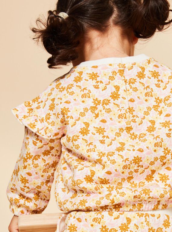 Off white jogging top with floral print FABABY / 23E1BF81JGH001