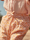 Ecru and orange poplin pants with leaves and fruits print FAULINE / 23E1BFP1PAN001