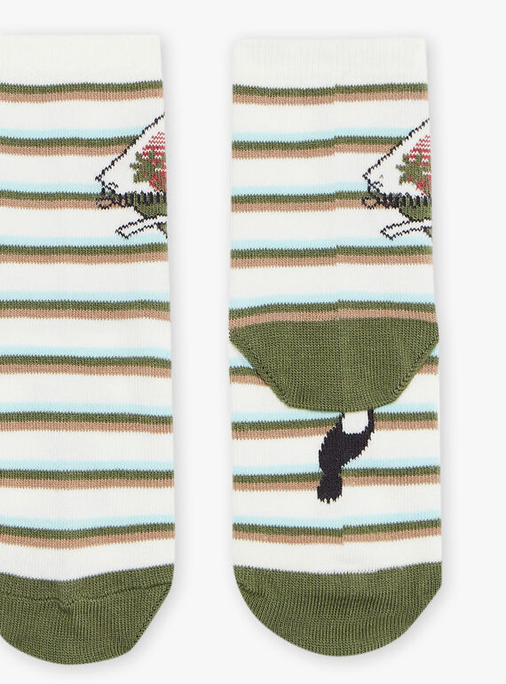 Striped off white socks with parrot Jacquard FIMOUAGE / 23E4PGD1SOQ001