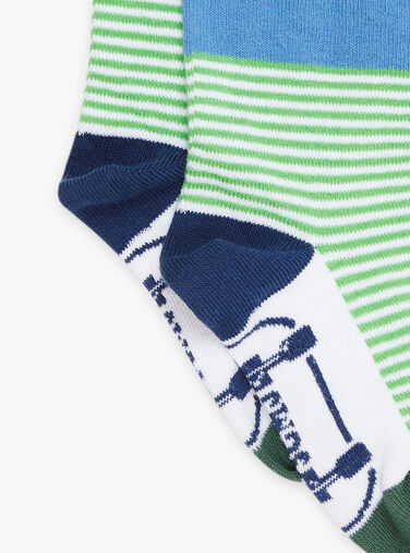 Green, blue and white colorblock socks FUSKATAGE / 23E4PGN1SOQC233