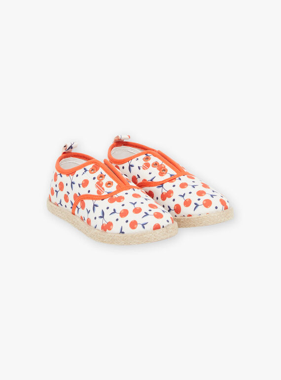 Ecru slip-on with cherry print FABALETTE / 23N10PF41D16001