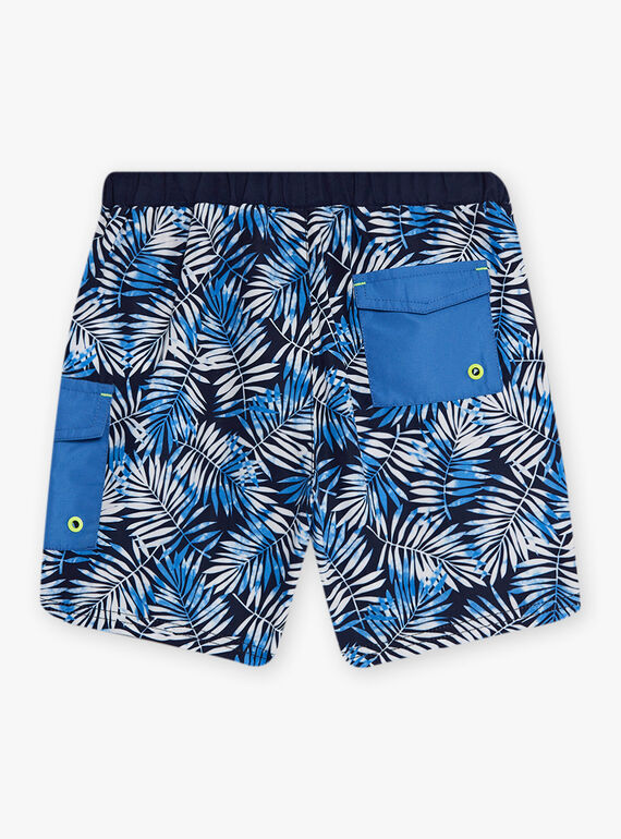 Child boy's blue leaf print swim shorts CYSHORTAGE / 22E4PGO6MAI622