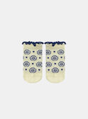 Pale Yellow Jacquard Flower Socks KAULINE / 24E4BFR1SOQ103