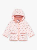 Pale pink quilted hooded coat with flower print. FIMARIE / 23E1BF51VESD319