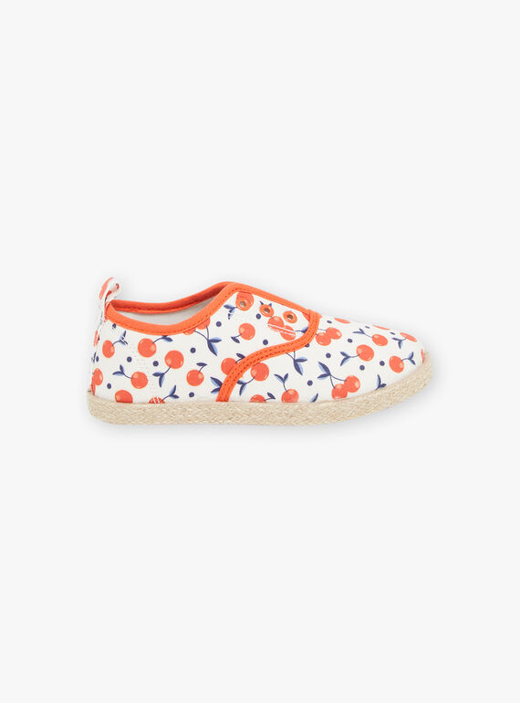 Ecru slip-on with cherry print FABALETTE / 23N10PF41D16001