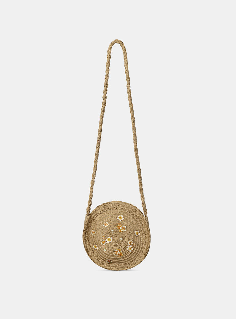 Straw shoulder bag with multicoloured flower print KLOSAKETTE / 24E4PFS1BESI812