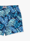 Navy blue and green leaf print swim shorts FISAM / 23E4BGM2MAI070