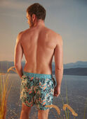 Turquoise swim shorts with floral print KLUMAGEM / 24E3GHG1D3Y202