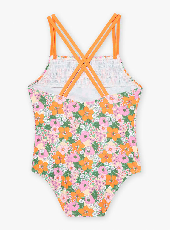 Green one-piece swimsuit with floral print KLUFLOETTE / 24E4PFG4D4K607