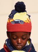 Navy blue landscape pom-pom beanie FRAVOTAGE / 23E4PG51BON506