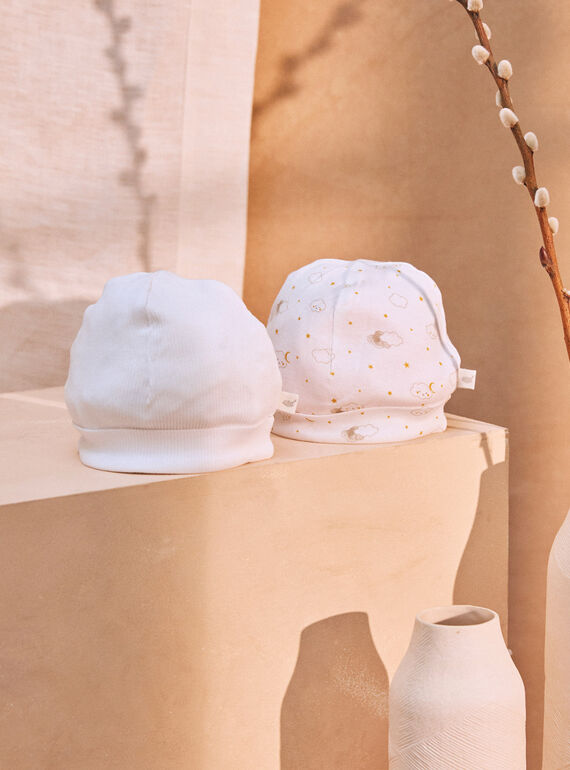 White NEWBORN BEANY KORS / 24E0AM11BNA000